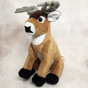 Wild Republic 12" Reindeer Plush Whitetail Deer Buck Stuffed Soft Toy Sitting